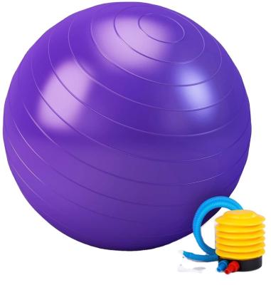 China Round PVC Yoga Ball Gym 55cm/65cm /75cm Yoga Fitness Balance Ball With Logo Exercise Yoga Ball Custom Made for sale