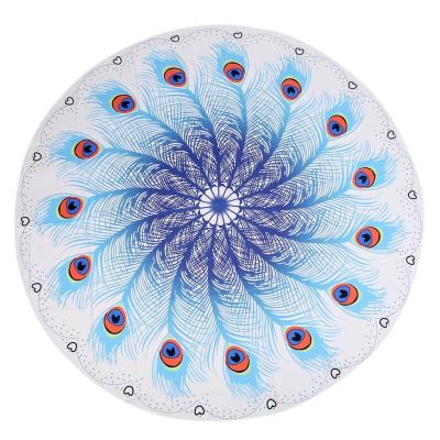 China Mat Custom Full Color Printed Suede Round Non-Slip Microfiber Rubber Yoga Mat for sale