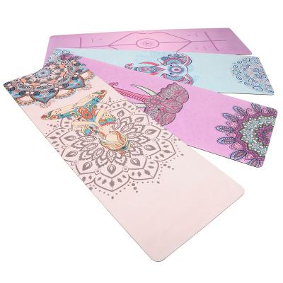 China Custom Brand Fashion Foldable Non-slip Suede Yoga Mat Rubber Screen Printing Non-slip Yoga Mat Suede for sale