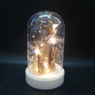 China Wood& Plastic dome LED night light handcraft gift products with pine twigs for festivals decoration for sale