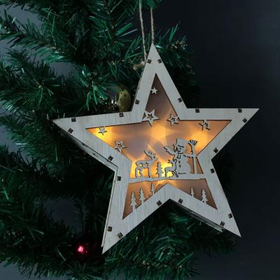 China Europe Christmas Star LED Mood Light Kids 3D Shadow Box Battery Night Lamp Wooden Christmas Tree Ornaments for sale