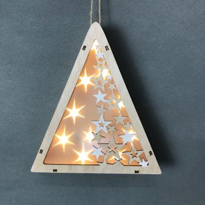 China Europe handcraft plywood box DIY star LED light table decorations 2020 new Christmas ornaments for sale