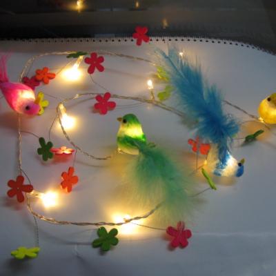 China Eco-friendly Christmas Artificial Feather Bird String Lights For Easter Decoration Home for sale