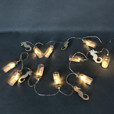 China Glass& Wooden Wooden Seahorse LED String Lights with Glass Bottle for All Festivals Decoration Kids Gift for sale