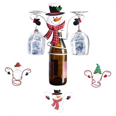 China Multi Color Party Holiday Wine Bottle &Glass Holders Christmas Wine Glass Racks for sale