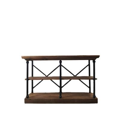 China (Size) Good Adjustable Wooden Storage and Metal Shelf Classic Simple Industrial Style Shelf for sale