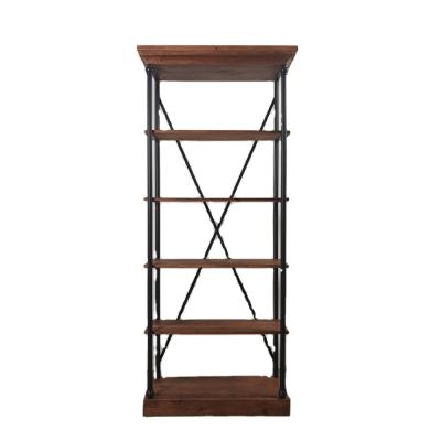 China Adjustable Classic Reclaimed Pine Wood Shelf (Height) Rustic Style And Antirust Iron Frame Shelf for sale