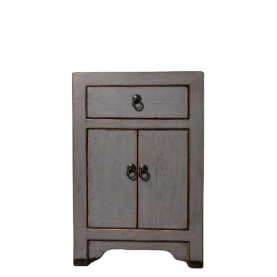 China (Others)Adjustable Reclaimed Pine Wood Drawers And Doors Bedside Table Vintage Antique Furniture Handmade Painting for sale