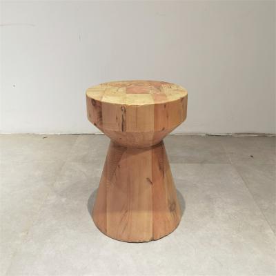 China Old Wood Designer Furniture Solid Old Wood Weathered Weathered Elm Wood Special Shaped Repurposed Recycled Stool For Homestay for sale