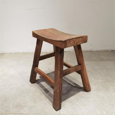 China Antique Reclaimed Solid Wood Reclaimed Elm Stool From Old Style Home Rustic Wood Living Room Furniture Old For Homestay for sale