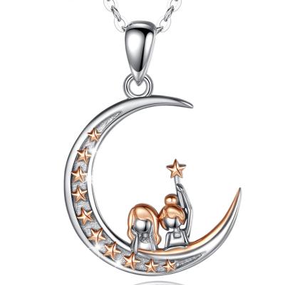 China Friendship Star Moon Pendant Necklace Jewerly Forever Sister Best Friends Lead Free Nickel Free Custom for sale