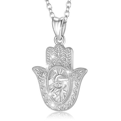 China Changda Jewelry 925 sterling silver blue eye evil hand lead free nickel free hamsa pendant necklace for men for sale