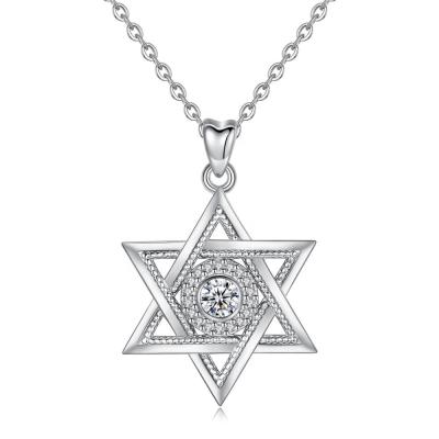 China TRENDY 925 Sterling Silver Jewish Star of David Necklace Pendant For Women for sale