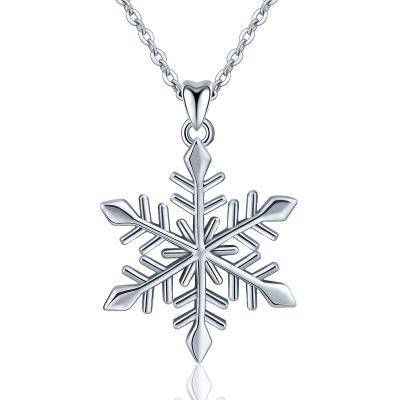 China FASHIONABLE Elegant Snowflake Christmas Bridesmaid 925 Sterling Silver Pendant Necklace for sale