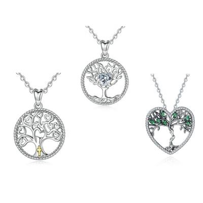 China Nickel Free 925 Sterling Silver Family Tree Of Life Spiritual Gemstone Pendant Necklace for sale