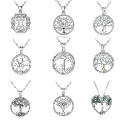 China TRENDY 925 Sterling Silver Family Tree Of Life Necklace Gemstone For Women for sale