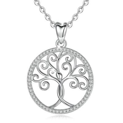 China 925 Sterling Silver Necklace Women Jewelry Gemstone Zirconia Nickel Free Family Tree For Life for sale