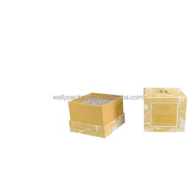 China Recycled Materials luxury gold color box with lid custom logo candle packaging box with foam insert perfume bottle gift box for sale