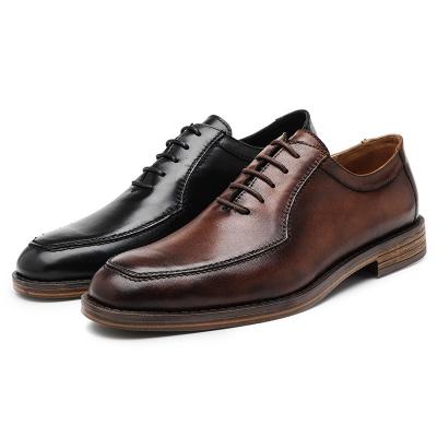 China Anti-odor Factory Price Wholesale Dye Colors First Layer Cowhide Genuine Leather Business Men's Stylish Shoes for sale