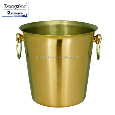 China Sustainable Ice Bucket Beer Wine Cooler Champagne Bucket With Handle Stainless Steel 2L-5L for sale