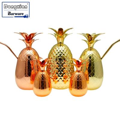 China Sustainable Stainless Steel-Copper Pineapple Mug, Pineapple Copper Mug with Straw Set, good for party, good for bar, 6 sizes for choice. for sale