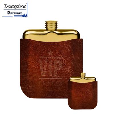 China Eco-Friendly Luxury Vodka Hip Flask For Men, Gold Plated Square Hip Flask With Screw Cap Cover, Sleekline Pocket Flask Of 4oz And 6oz. for sale