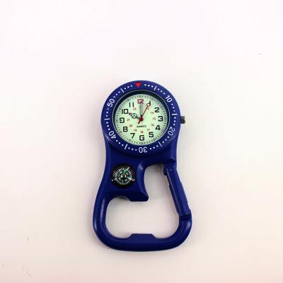 China Climbing Clip on Quartz Watch for Men and Women Glow in the Dark Buckle Belt Backpack Compass FOB Watch for sale