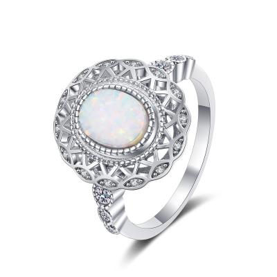 China TRENDY High Quality Silver Plated Custom Wedding Opal Rings Ins Couples Gift S925 Sterling for sale