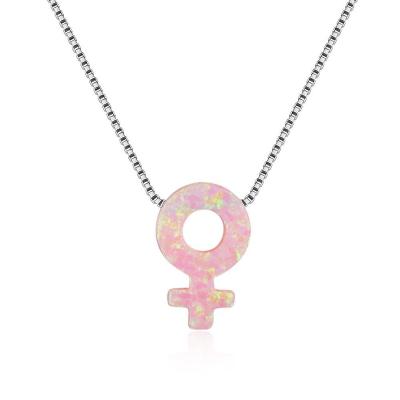 China FASHIONABLE hot-selling european and american opal symbol girl necklace jewelry s925 sterling silver pendant female necklace for sale