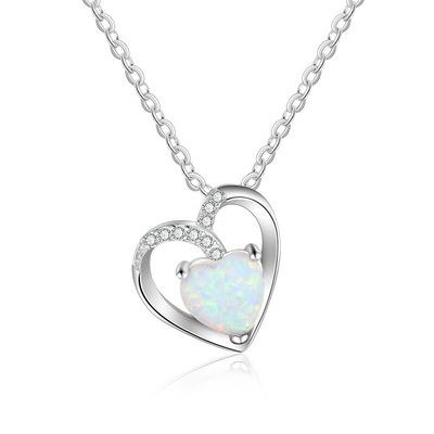 China Fashionable OPALS women's heart-shaped necklace new silver diamond pendant European and American fashion S925 for sale