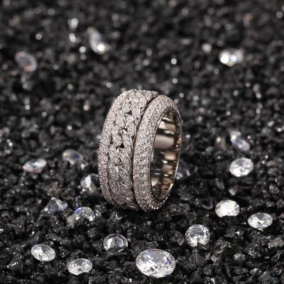 China Rotating Ring Man Fashion Removable Bling Bling Ring Engagement Wedding Gift For Cuban Micro Zircon Hiphop Hip Hop for sale