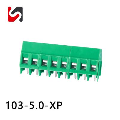 China 5.0mm Pitch 300V recomiendo Phoenix PCB montaje de tornillo conector de bloque de terminal 45 grados en venta