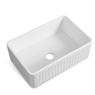 China With Faucet New Product Listing Scratch-Resistant White Porcelain Ceramic Farmhouse Sink for sale