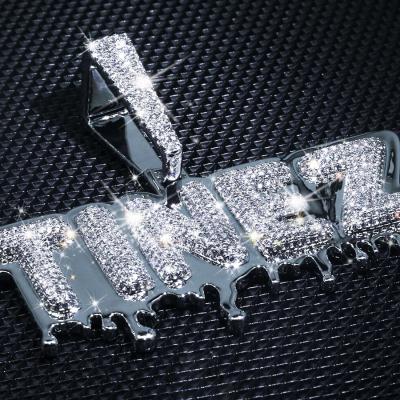 China Iced Out Big Photo Diamond Charm Letter Name Logo KRKC Hip Hop VVS Moissanite 925 Cubic Zirconia Wand Pendant Necklace TRENDY Custom for sale