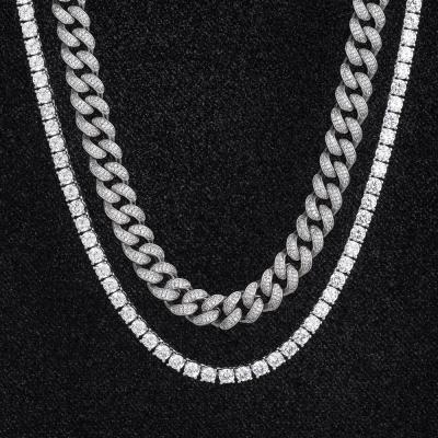 China Hiphop KRKC Hip Hop Tennis Jewelry 20inch 4mm White Gold Cubic CZ Chain Pvd Plating Tennis Necklace For Men for sale