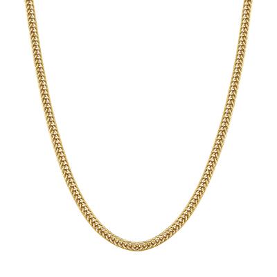 China KRKC CLASSIQUE Solid Gold Plated Franco Chain Stainless Steel Men's 18inch 14k Franco Link Chain Necklace PVD Wholesale 2.5mm for sale