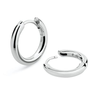 China Hiphop KRKC Hip Hop Men's Hoop Earrings Jewelry 15mm Sterling Silver Hoop Earrings s925 for sale