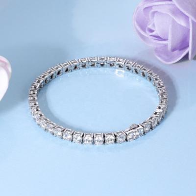 China KRKC CLASSIC Hip Hop Jewelry 9inch 3mm AAAAA CZ Gold Plated Zircon Iced Out Diamond Women Tennis Bracelet Chain for sale