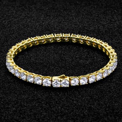 China CLASSIC Luxury CZ Tennis White Gold Jewelry 5mm 14k 18k Gold Chain Bracelet Iced Out 5A Cubic Zircon Diamond Tennis Bracelet for sale