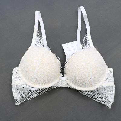 China Hot Selling Customized Floral Lace Breathable Hollow Out Solid Color Thick Cup Women's Bra for sale