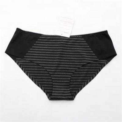 China Antibacterial High Quality Black Striped Girls Lace Up Seamless Panties for sale