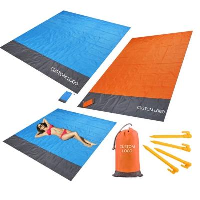 China Outdoor Custom Waterproof Sandproof Lightweight Durable Beach Blanket Beach Picnic Camping Pocket Blanket Lightweight Durable Blanket for sale