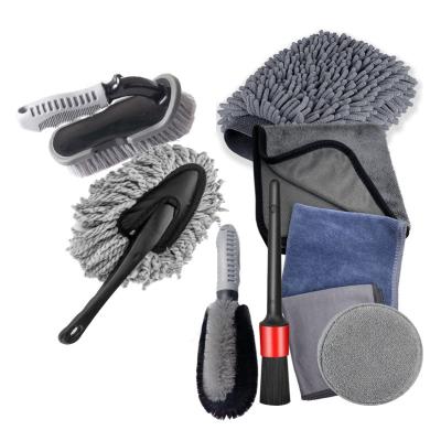 China Easy Operation Car Dust Removal Tire Crevice Cleaning Brush 9 Piece Set for sale