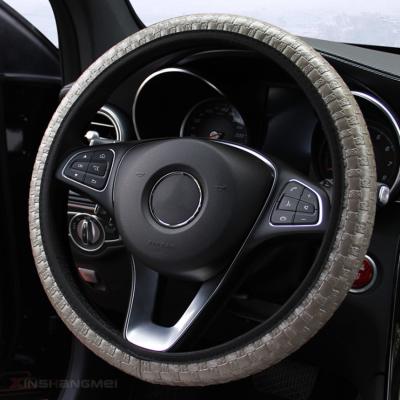 China Fantasy Universal Car Woven Leather Pattern QCI067 Without Ring Elastic Steering Wheel Cover Interior for sale