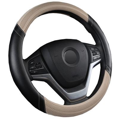 China Sports QCI202 Car Steering Wheel Sleeve Cover Auto Steering Leather Breathable Anti-Slip Interior Trim Cover For Summer for sale