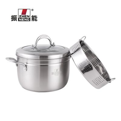 China Durable 304 Stainless Steel High Grade All Steel Steamer Handle Thickened Visible Double Bottom Cover Soup Steamer for sale