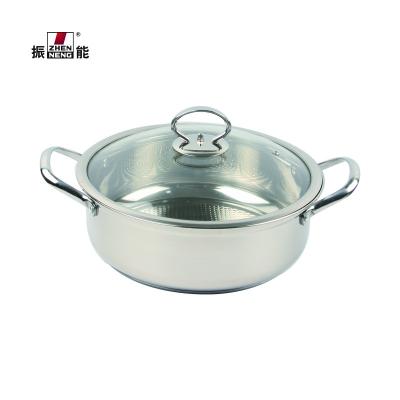 China Durable 304 Stainless Steel Outdoor Cooking Hot Pot Set 30cm 304 Stainless Steel Soup Pot With Stainless Steel Handle&Glass Cover for sale