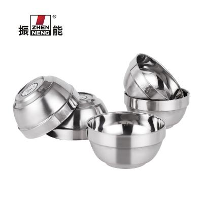 China 15CM Durable High-Grade Double-Layer Stainless Steel Heat Insulation Food Bowl Safe Sanitary Rice Bowl And Insulation School Canteen for sale