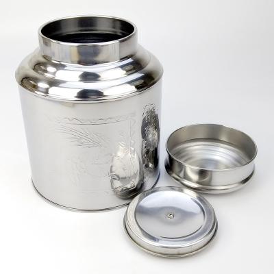 China Wholesale Freshness Preservation 1500g Tea Container Tin Gift Box Packaging Metal Tin In Cylinder Shape for sale