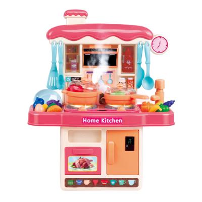 China Lighting and sound effects children play kitchen toys costume simulation kitchen utensils and tableware cooking spray water light sound box for sale